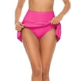thumbnail image 3 of Charmo Womens High Waisted Split Swim Skirt Ruched Drawstring Skirted Swim Bottoms with Built-in Brief, 3 of 5