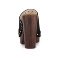 thumbnail image 2 of BLISSFUL STEP Women's Shoes Platform Chunky Heels Open Toe Rivet Faux Suede Slides Sandals Black 5.5, 2 of 8