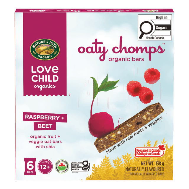 Love Child Organics Oaty Chomps Raspberry + Beet Snack Bar 138g Box