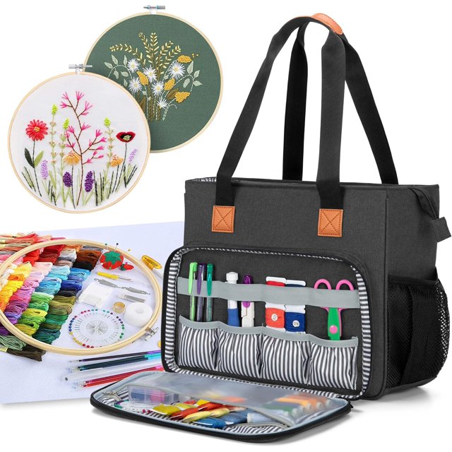 Embroidery Project Bag Embroidery Kits Storage Tote (Bag Only) Purple