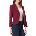 thumbnail image 4 of INSPIRE CHIC Blazer pour Femme à devant Ouvert Veste de Tailleur Courte d'Été pour le Travail TP Bourgogne-Uni, 4 of 7