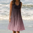 thumbnail image 2 of AherBiu Robe de Plage Grande Taille pour Femmes, Robe d'Été à Dégradé de Couleurs, Froncée, à Volants, Fluide, Midi, Style Camisole, 2 of 5