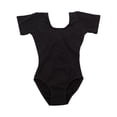 thumbnail image 1 of Tenue de Danse Ballet Extensible pour Enfants, Col Rond Classique, Combinaison de Danse Ballet Extensible pour Filles, Costume de Danse Doux, Justaucorps Noir P, 1 of 9