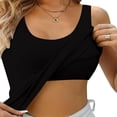 thumbnail image 2 of MIASHUI Camisoles pour Femmes avec Soutien-Gorge Intégré Été Décontracté Col Rond Sans Manches T-Shirt,Noir,TG, 2 of 4