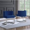 thumbnail image 2 of Fauteuil d'Appoint en Velours Bleu Marine avec Base Chromée Argentée - 1 Fauteuil, 2 of 4