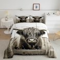 thumbnail image 1 of Erosebridal Ensembles de Literie Highland Cow Double avec Couette, Insert de Couette Faune, Décor Rustique de Ferme, Réversible 3 Pcs, 1 of 7