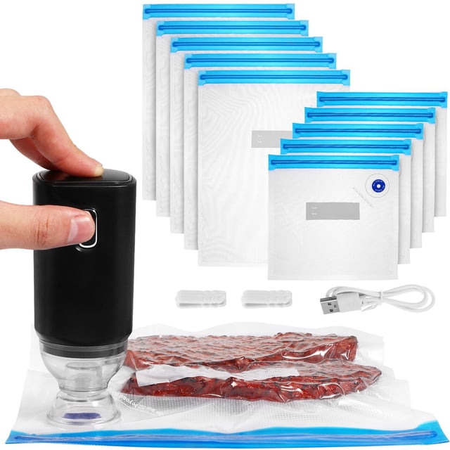 QJUHUNG Handheld Vacuum Food Sealer Machine Cordless for Zipper Bags and Food Saver Fresh Vacuum Seal Containers