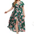 thumbnail image 2 of EGNMCR Robes d'Été Femmes Tendance 2024 Mode Femme Imprimé Grande Taille Col en V Ventilée Sexualité Robe Flottante, 2 of 6