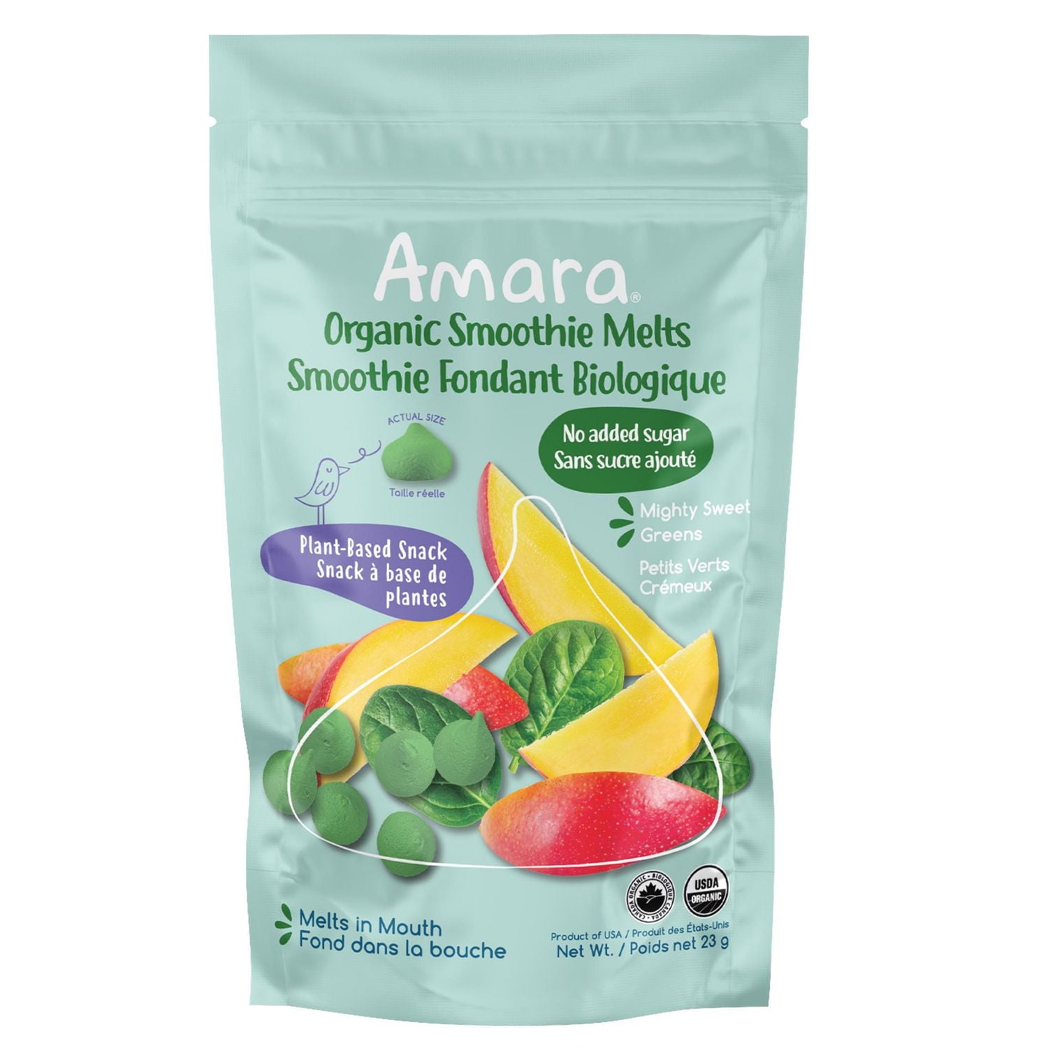 Amara Organic Smoothie Melts Mighty Sweet Greens Various Sizes