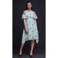 thumbnail image 4 of Bimba Robe Droite à Épaules Dénudées Style Chic pour Femmes à Imprimé d'Oiseaux Verts Tunique d'Été - Grand, 4 of 6