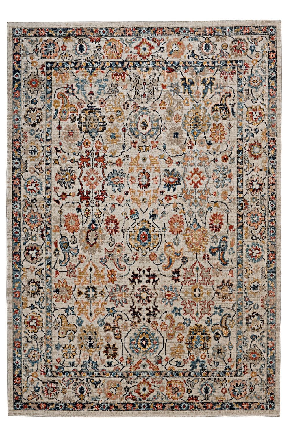 Tapis Grand Zéro Laramie ivoire & bleu de 8 pi x 10 pi