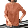 thumbnail image 2 of Timegard Blouse pour Femmes Ample Légère à Manches Longues Boutonnée Col Rond Décontractée Travail Bureau Chemises Hauts, 2 of 8