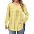 thumbnail image 1 of Lmnyox Hauts Grande Taille pour Femmes, Manches Longues Surdimensionnées, Col Rond, Chemises Plissées, Blouses Décontractées Mode, 1 of 6