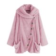 thumbnail image 1 of B91xZ Veste pour Femme Hiver Mode Courte en Peau Lainée Duveteuse avec Capuchon, Rose P, 1 of 4