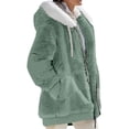thumbnail image 1 of MAWCLOS Ladies Thickened Solid Color Hooded Cardigan Winter With Pockets Sherpa Coat Green 2XL, 1 of 2