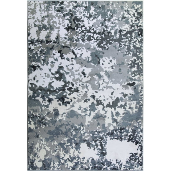 Oshawa Beautiful Micro Polyester European Area Rug Carpet in White Grey 5'3" x 7'6"