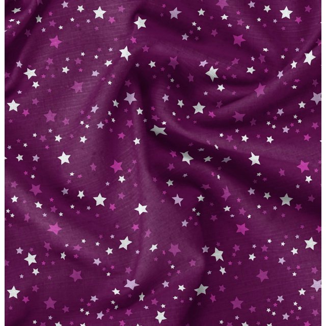Soimoi Pink Poly Georgette Fabric Stars Star Print Fabric by Yard 42 Inch Wide