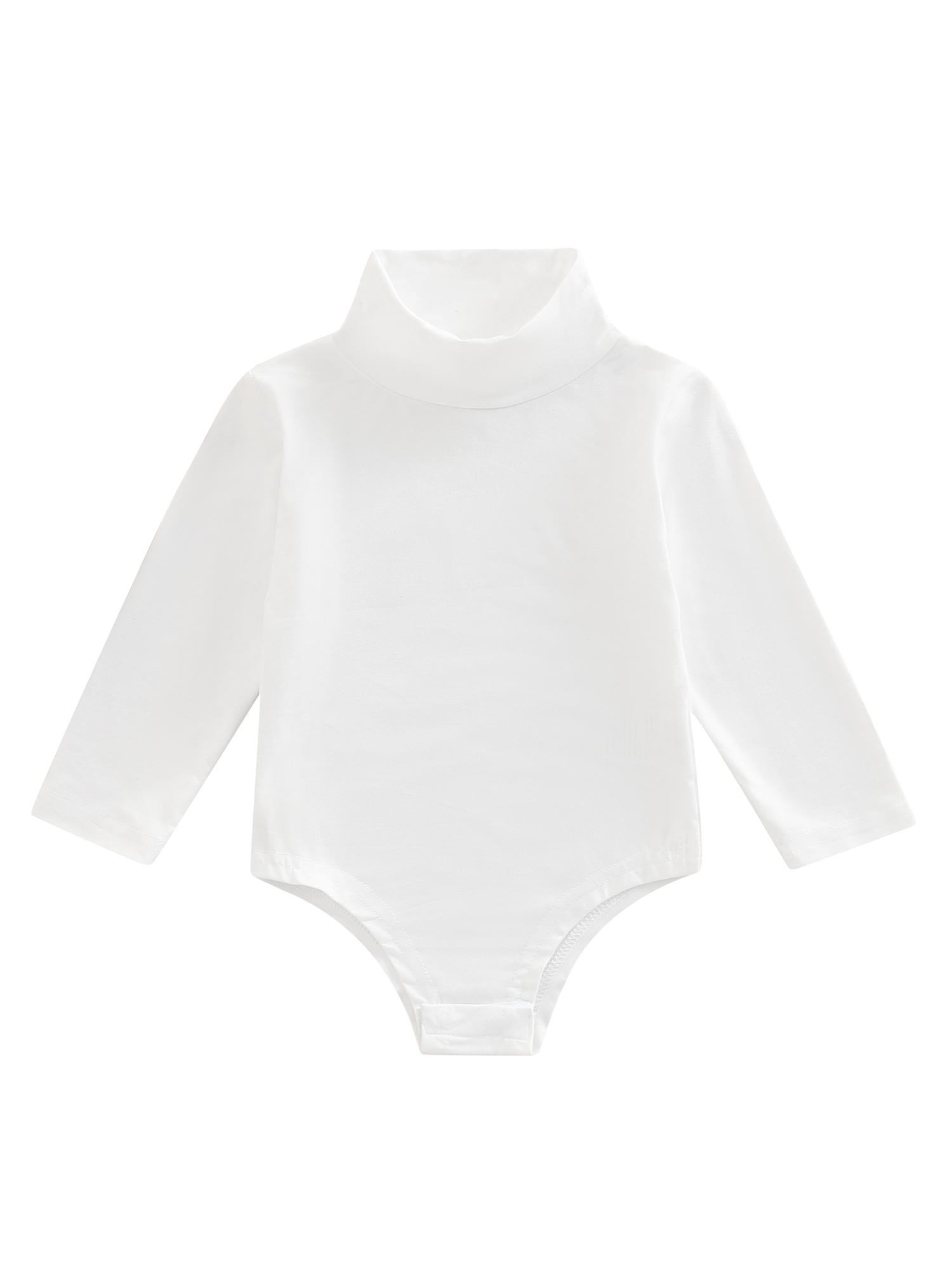 FOCUSNORM Infant Baby Spring Romper Solid Color Long Sleeve Turtleneck High Stretch Jumpsuit for Boys Girls
