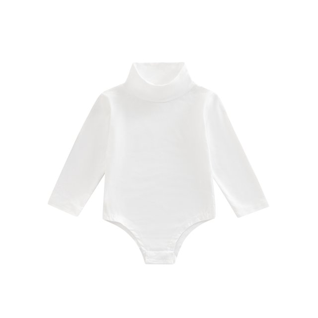FOCUSNORM Infant Baby Spring Romper Solid Color Long Sleeve Turtleneck High Stretch Jumpsuit for Boys Girls