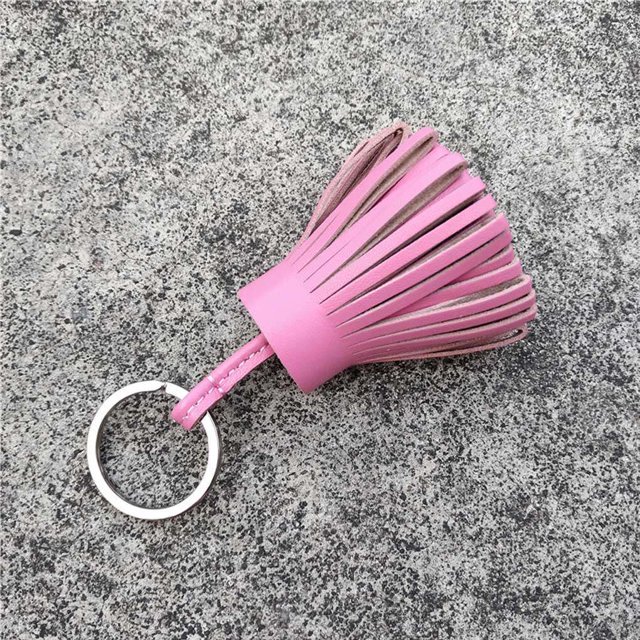 Keychain Decorative Keyring Leather Pendant Making Accessory Tassel Handmade Handicraft Key Chain Hanging Decoration Holder Purse Wallet Rose Red