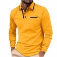 thumbnail image 2 of QIPOPIQ Polo pour Homme à Manches Longues Mode Col à Rayures Diagonales T-Shirt Classique Décontracté Liquidation, 2 of 9