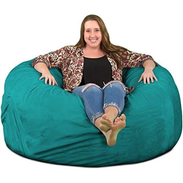 Ultimate Sack Fauteuil Poire 5 Pi Rempli de Mousse, Housse en Suède Lavable, Sarcelle