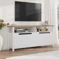 thumbnail image 2 of GloryStar 63-Inch Rustic TV Console Table for 55–70" TVs, Farmhouse Style Entertainment Center with 4-Door Cabinets & Open Shelf, Heavy-Duty Media Cabinet, 2 of 9