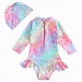 thumbnail image 1 of Gubotare Baby Girl Swimsuit Infant Rash Guard Baby Girl Swimsuit Infant Rash Guard Swimwear UPF 50+ Sun Protection Bathing Suit 1T 2T (Pink,1-2 Years), 1 of 9