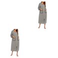 thumbnail image 3 of yingyy 1/2/3 Polyester Robe de Nuit pour Femmes Décontractée de Remplacement Col Rond Manches Longues Double Poche Respirante Peignoir de Maison Vêtement de Nuit Gris G 2 Pcs, 3 of 6