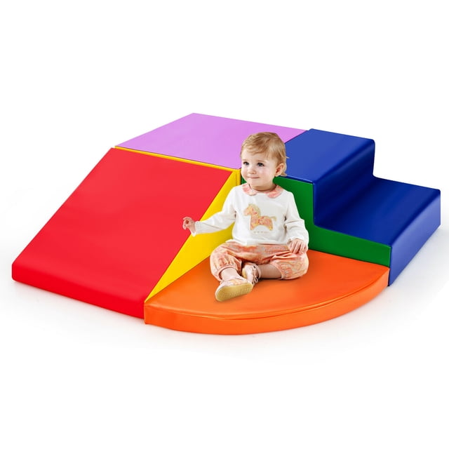 Gymax 4-Piece Toddler Playtime Corner Climber SoftZone Indoor Active Play Set