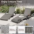 thumbnail image 4 of Chaises Longues d'Extérieur en Osier de 80 Pieds', Ensemble de 2, Chaise Inclinable en Rotin pour Patio avec Table d'Appoint Coulissante, Dossier Réglable 5 Positions, Design Ondulé Ergonomique, Fauteuils Inclinables pour Bronzage au Bord de la Piscine, Gris, 4 of 21