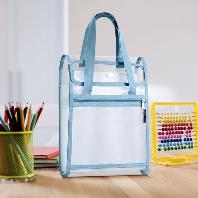 Cameland Handheld Book Bag Thickened Tutoring Bag Elementary School Tutoring Bag Double-layer Large Capacity Mesh Textbook Storage Bag