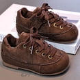 thumbnail image 3 of Dakaela Espadrilles Rétro pour Tout-Petits Garçons Bout Rond à Lacets Course Marche Tennis Chaussures en Suède Uniforme Scolaire Décontractées Richelieus Chaussures Habillées Brun 8.5, 3 of 6