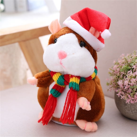 Christmas Funny Talking Hamster Plush Toy Talking Hamster What You Say Electronic Interactive Plush Repeating Toys Hamster Plush With Sound