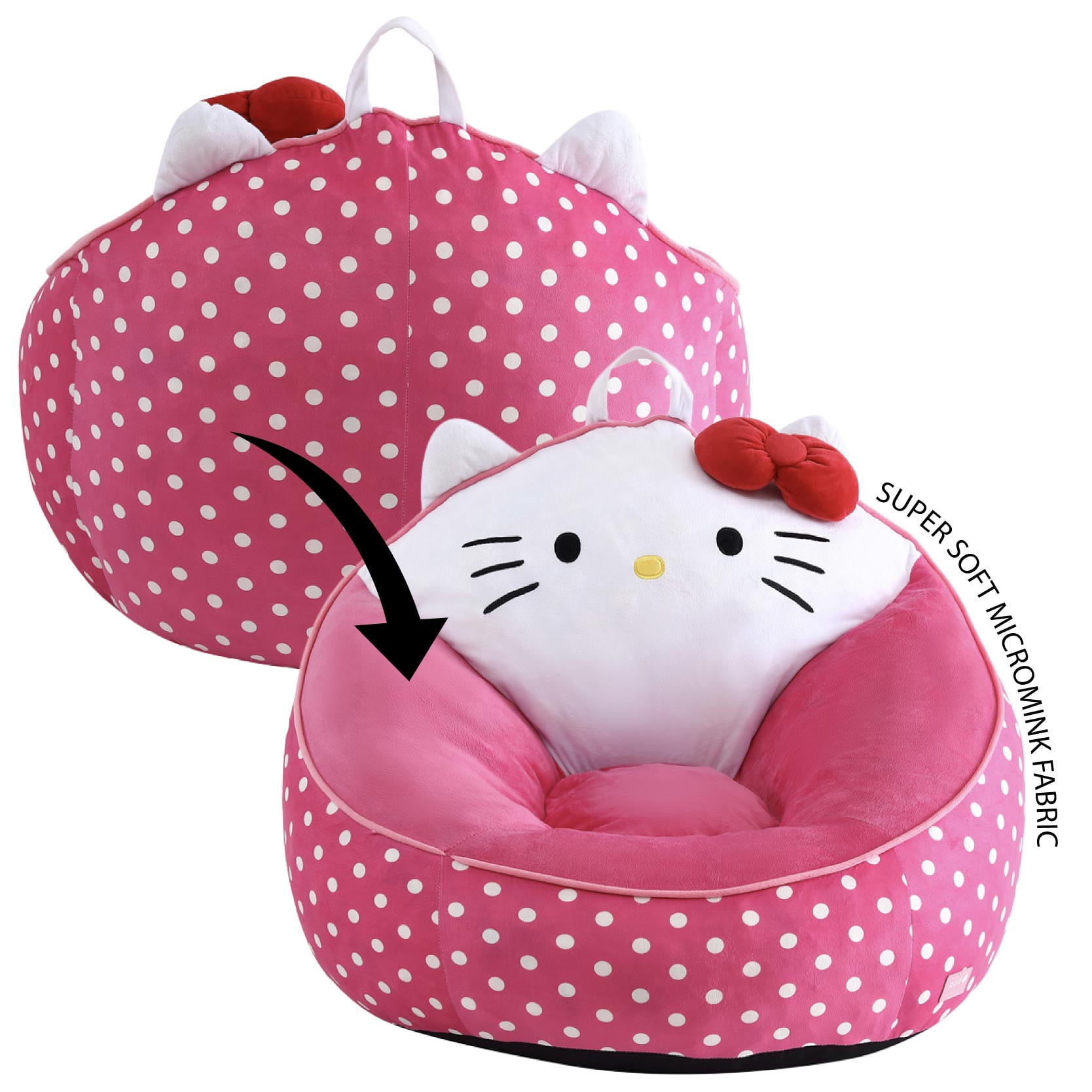Fauteuil pouf en mousse compressée Hello Kitty pour enfants, rose