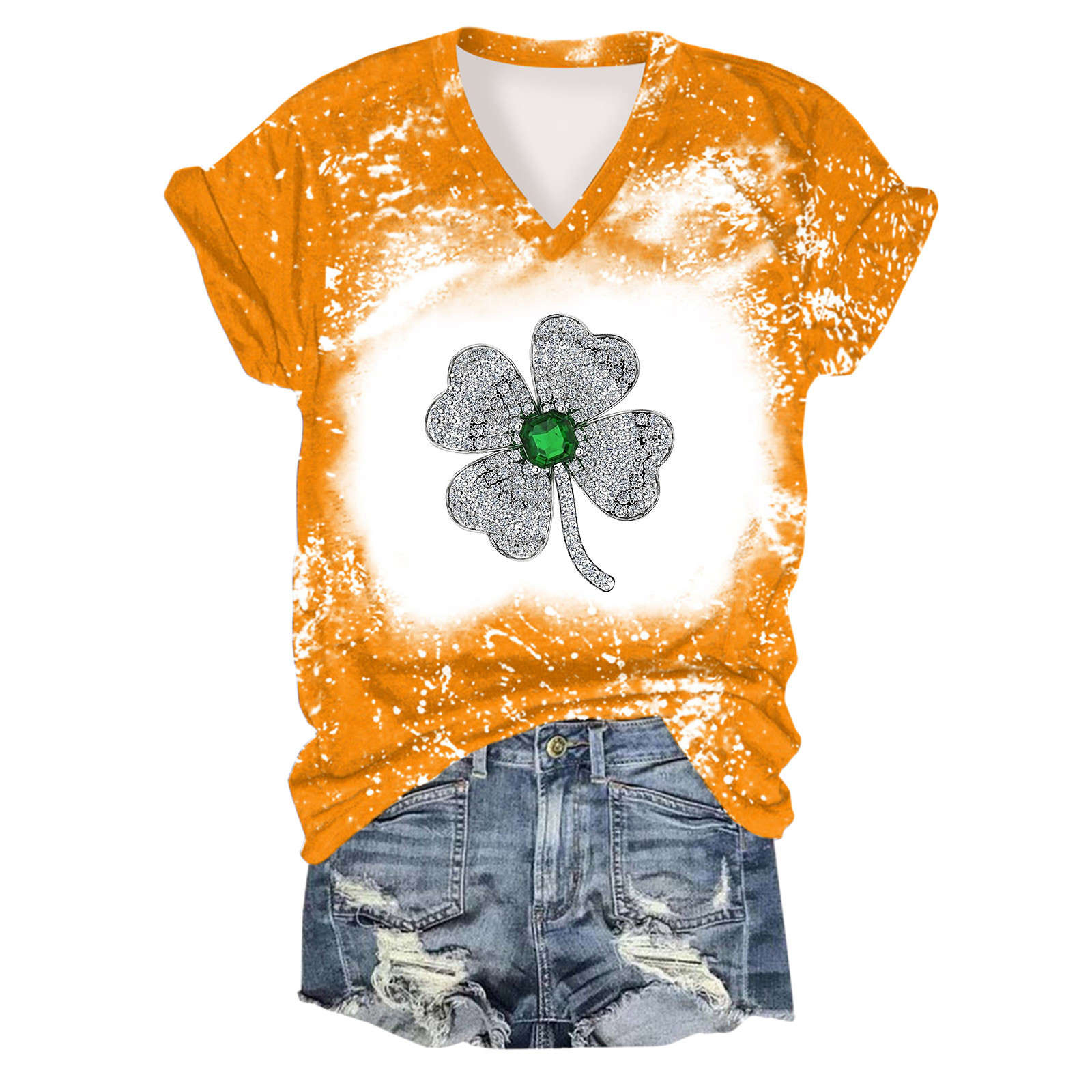 Offres jusqu'à 70 % de Réduction! Hauts d'Été pour Femmes 2024 Grande Taille Mode T-shirt Imprimé à Manches Courtes Col Rond T-shirt à Manches Courtes Col en V T-shirt Cadeau pour Femmes en Solde