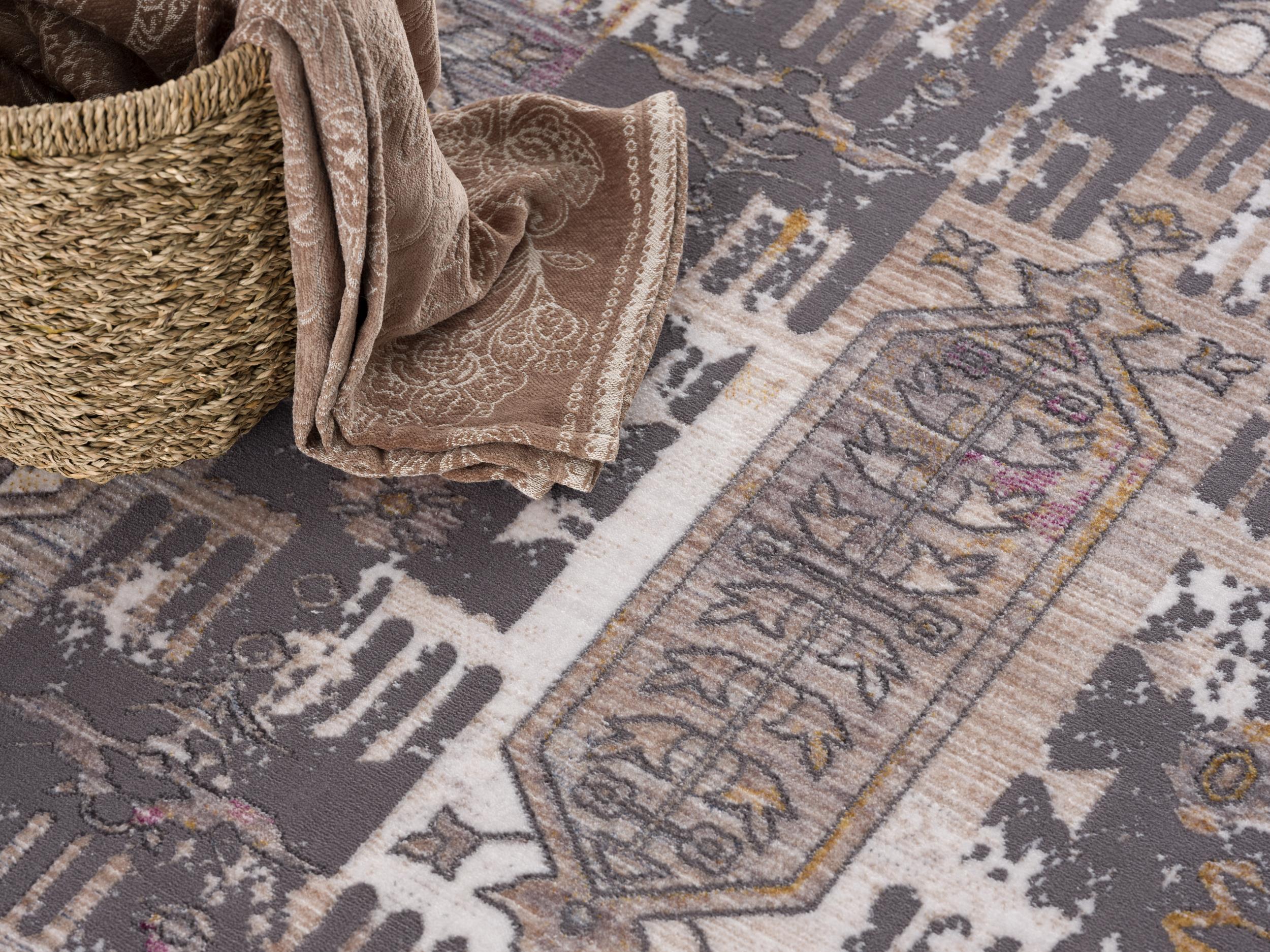 Tapis Branch Amalfi 2' x 9' (Taille exacte : 2'3" x 9') Tapis d'intérieur sud-ouest, gris beige, style bohème - Entrée, couloir, salle de bain et cuisine