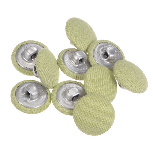 Unique Bargains 10pcs 24L Fabric Cloth Covered Button 15mm Round Metal Shank Sewing Buttons for Suits Dress Blouses, Light Green