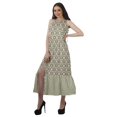 thumbnail image 3 of Moomaya Robe de Vacances pour Femmes en Rayonne, Col Licou, Sans Manches, Fente avant, Robe Imprimée, 3 of 4