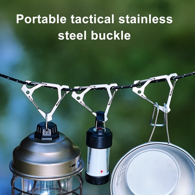 Visland Outdoor Stainless Steel Triangle Carabiner Heavy Duty Portable Multi-function Camping Hiking Fishing Triangular Hanging Buckle Snap Hook