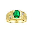 thumbnail image 1 of RYLOS Men's Rings Yellow Gold Plated Silver Designer Nugget Ring Oval 9X7MM Gemstone &  Diamonds  Emerald Birthstone Rings For Man Size 12, 1 of 7