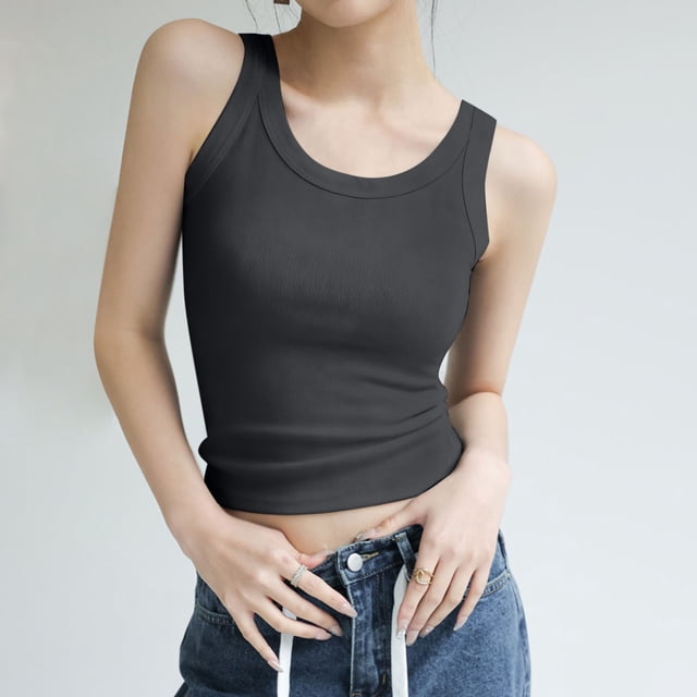 Women's Tanks & - Seamless Ribbed Camisole with Built-In Bra Support for Daily Layering and Casual Wear Soft Comfort Stretch Tank Top for All Seasons