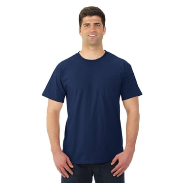 Jerzees T-Shirt Ras du Cou à Manches Courtes avec Poche pour Hommes DRI-POWER Active, 5X, J Marine