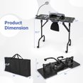 thumbnail image 3 of Gymax Folding Manicure Nail Table w/ Electric Dust Collector LED Lamp Carry Bag Black, 3 of 10