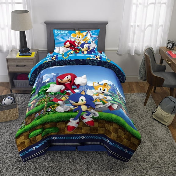 Couette pour lit simple/double et taie d'orieller Sonic "Speed Freak"