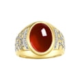 thumbnail image 1 of RYLOS Men's Rings 14K Yellow Gold Nugget Ring with Cabochon Gemstone & Diamonds Garnet Rings For Men Size 10, 1 of 7