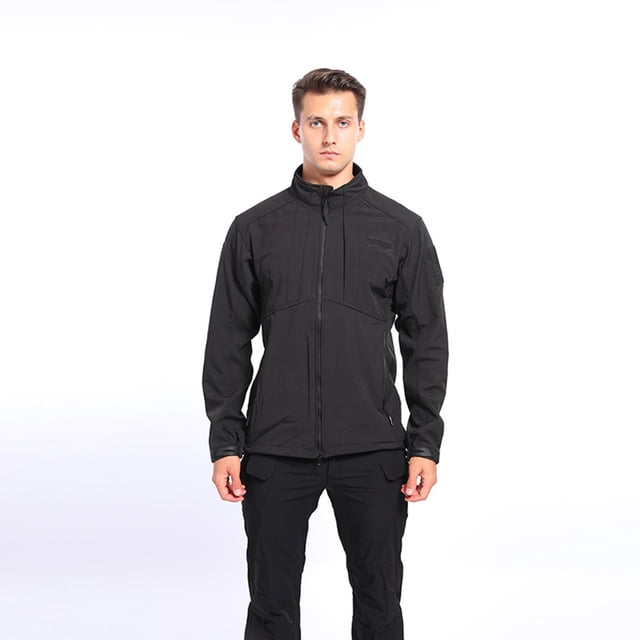 LSLJS Outdoor Skin Soft Warm Fleece Sports Stand-up Collar Men's Jacket( Black, M)