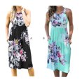 thumbnail image 3 of Baohd Robes Midi Sans Manches d'Été pour Femmes avec Dos Nageur Imprimé Noir P, 3 of 5