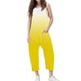 thumbnail image 1 of Sleeveless Casual Jumpsuit for Girls, Soft Polyester-Spandex Blend, Pockets, Long Pants, Gradient Design,西瓜 Red, Size 160, 1 of 6