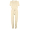thumbnail image 4 of Fashion Women Summer Solid Button Casual Short SLeeve Top+ Pant Set, 4 of 6